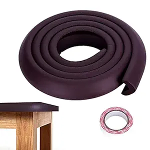 SIYANSHU Bumper Strip, 2M DIY Thicken Table Edge Guard Protectors Baby Kids Security Desk Fireplace Countertop Pre-Taped Corners Widen Strip Cushion for Room Decor (Pack of-1, Brown)