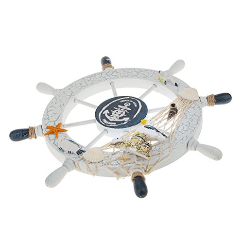 WINOMO Nautische Marine Wand Dekor Holz Schiff Lenkrad Seevögel Stil - 2
