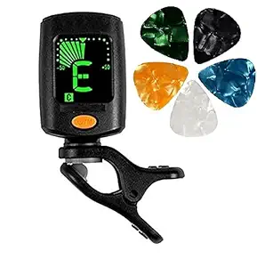 DEVICE OF URBAN INFOTECH 360 degree Rotational Electronic Highly Accurate Clip-on Digital Tuner Easy to Use for Acoustic and Electric Guitar Bass Violin Ukulele with Picks(Design May Vary)