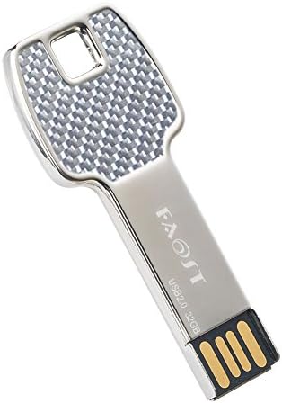 Faost Design Fashion Carbon Metal Key USB Pendrive Memory Stick, Data Transfer External Storage Device (32GB, Silver)