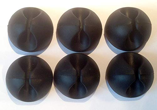 CableDrop, Cable Management Clip and Tidy in Black with strong adhesive pads - 6 Pack