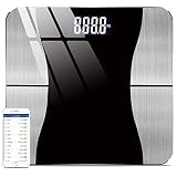 SYNC WITH FITNESS APP - Smart Body Scale con fácil operación, descargue la aplicación "ok ok" a través de Apple Store o Google Play, conéctese a través de Bluetooth 4.0, sea compatible con la mayoría de los teléfonos inteligentes, ayude a rastrear y administrar su índice de salud en cualquier momento y tu familia sana.