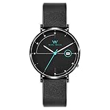 Welly Merck Herren Analog Uhren Schweizer Quarzwerk Mit Schwarz Leder Armbänder WM-C20L1042