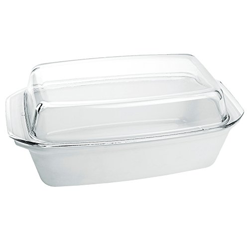 Bohemia Cristal 093 012 315 Play of Colors Cooking Schüssel eckig circa 2,8 L weiß mit Deckel aus hitzebeständigem Borosilikatglas Auflaufform, Glas, 34,8 x 20,3 x 13,2 cm