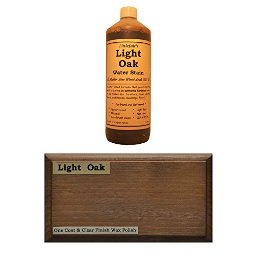 Littlefair'sLittlefair's Wood Stain Water Based - 500 ml - Indoor Furniture Stain Light & Dark Finishes - Special Non Toxic & Eco Friendly Formula - Wood Stain for Crafts - Colour: Light Oak