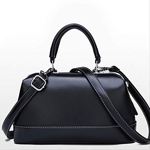 Preisvergleich Produktbild FMWLKJ Frau Handtasche Qualität Beiläufige Wilde Persönlichkeit Temperament Schulter Umhängetasche W27H16D14 cm Schwarz