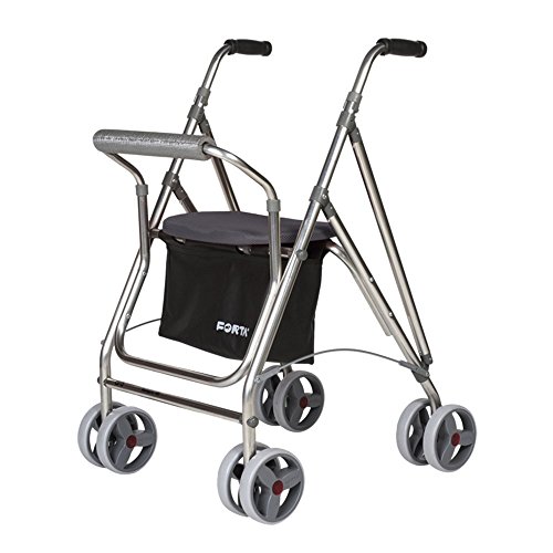 Andador para personas mayores | Rollator de aluminio con asiento | Andador de aluminio plegable | Color azul