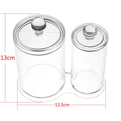 HABI Wattepadspender Kosmetex, Wattepads Wattestäbchen Halter Spender Wattebausch Tupferhalter, Zeletten, Acryl klar verbindend 2 runde Behälter - 4