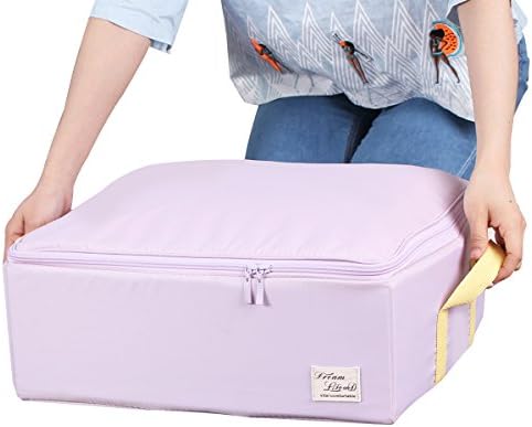 Sivin 45×34×15cm Foldable Storage Bags With Zips For Clothes Shirts,Sweaters,T-shirts,Blanket (Pure Purple)