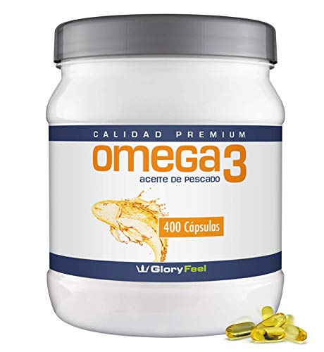 Omega 3 de Aceite de Pescado - 1000 mg - 400 Cápsulas de Omega 3 - Gran Potencia - Acidos Grasos Omega 3 EPA [180 mg] de EPA y de DPA [120 mg]- Calidad Alemana de GloryFeel