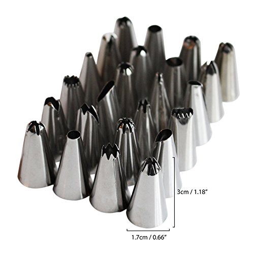 Koch- Backset 23 Spritzbeuteldüsen zur Tortendekoration, Zuckerguss, Glasur, Canapés von Kurtzy TM - 7