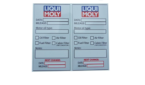 Liqui Moly Oil Change Service Reminder Sticker Set Of 2 Amazon De Automotive Liqui Moly Oil Change Service Reminder Sticker Set Of 2 Amazon De Automotive