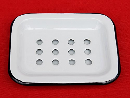 DanDiBo Seifenhalter 617A Weiß Seifenschale 13 cm emailliert Landhaus Emaille Seifenspen - 5