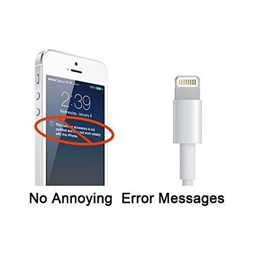 IPhone 6 Cable, AEDILYSÂ® [10-Pack] 3FT 8 Pin Lightning to USB Charging Cable Connector with Authentication Chip Ensures Fast Charging for iPhone 6 6S /6 6S Plus, iPhone 5s/5/5c, iPod mini (White)
