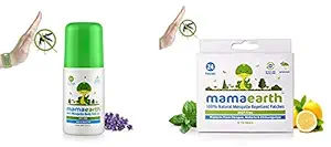 Mamaearth Natural Anti Mosquito Body Roll On, 40ml and Mamaearth Natural Repellent Mosquito Patches for Babies, White, 24 Patches