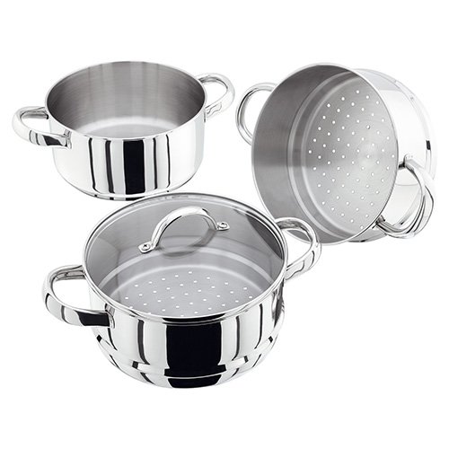 Judge 3 Tier Steamer Set, Silver, 20 cm