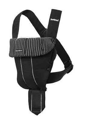 Babybjörn Porte-Bébé Original, Noir/Rayures Blanches-Coton