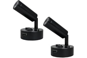 Marvix Confezione da 2 luci LED da lettura 12 V 24 V, luce bianca calda, 3000 K, porta di ricarica USB, per caravan, camper, barca, lampade nere