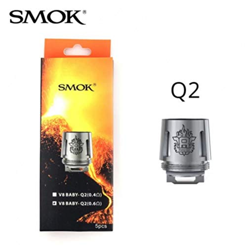 (Baby-Q2) Authentique SMOK TFV8 Baby Resistance 0,4ohm Q2/0,25ohm M2/0,15ohm T8 Coils Paquet de 5 Pour Smok TFV8 Baby/Big baby Beast Atomiseur Sans Tabac Ni Nicotine Cigarette Electronique