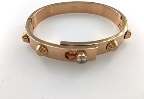 Puffer Collection - Unisex Adults Rock n Roll 14K Plated Rose Gold Studs and Rhinestone Bracelet