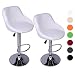 Produktbild CCLIFE 1 er / 2 er Set Barhocker mit Lehne 2er set Barstuhl Höhenverstellbar Kunstleder Küche 60-81 cm, Farbe:Weiss, Größe:2er-Set