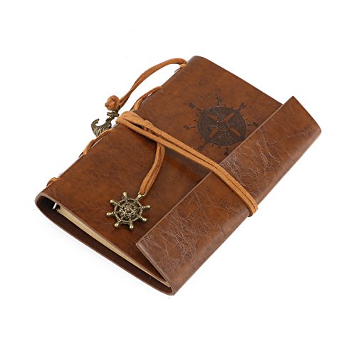 VORCOOL Jahrgang Traveller PU Cover Ringbucheinlagen String Notebook Notepad Travel Journal Tagebuch Reisetagebuch (braun) - 3