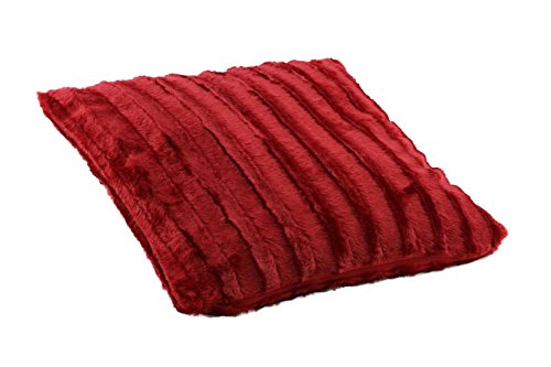 Hochwertiges exclusives Fellkissen - Fellimitat/Nerzoptik - besonders weich und kuschelig mit Füllung - Größe: 50x50 cm - Rot - Brandsseller