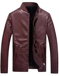 ZKOO Hombre Chaqueta Abrigo de Imitación Piel Ajustado Moto Jacket Cazadora con Vellón Forrado Otoño e Invierno