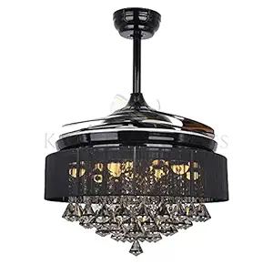 Kanz Enterprises Designer Fan 42 Inches ABS 4 Dark Coffee Blades NO Noise Motor 70 watts with 3 Color Changing LED Light Timer & Suitable for Living Room K 521B