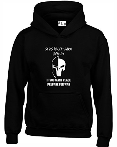 JLB Print Si Vis Pacem Para Bellum - If You Want Peace Prepare for War Cool Sweats a Capuche Unisexe Qualite Superieure pour Hommes Femmes et Adolescents - Noir/4X Grand