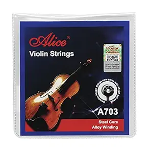 Alice Violin String Set E/a/d/g Violin Strings for Size 1/4 1/2 3/4 4/4 Set Ball, Silver (IKN-A703)
