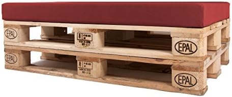 Arketicom Pallett-one Cheope Seat Cushion Outdoor Sofa for Euro Palet Water Repellent and Removable Filling Polyurethane High Density Italian Handmade 120x80x10 red