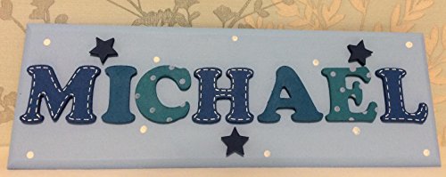 8-9 Letter - Children's personalised wooden name plaque sign - Toy box, Door, Wall