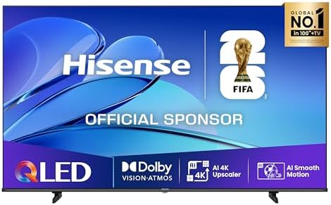Hisense TV 43" QLED 4K 2025 43E78Q, Smart TV VIDAA U8, Dolby Vision, HDR 10+, Game Mode Plus, Dolby Atmos, Alexa Built-in, VIDAA Voice, Tuner DVB-T2/S2 HEVC 10, lativù 4K, 43'', 2025 QLED 60Hz