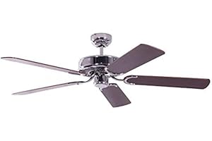 Pepeo 13322010132_v4 Deckenventilator ohne Beleuchtung Potkuri, Gehäuse Stahl, Flügelfarbe Mahagoni, 132 cm, für Räume bis zu 25m²