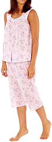 Inspirations Julia Floral Sweetheart Neck Sleeveless 3/4 Length Women's Pyjamas Set. (UK 18/20 -EU 46/48, Pink)