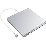 External DVD CD Burner Drive, Patuoxun Portable USB DVD CD RW Writer Reader CD-RW / DVD-RW Player, External Optical Drives with Classic Silvery for Apple MacBook Air, Macbook Pro, Mac OS, PC Laptop