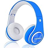 Votones Kinder kopfhörer kabellos, Gummi-Öl Komfortable Material Faltbare Einstellbar über Ohr Bluetooth-Headset für Jungen, Hände frei Anruf, kompatibel für Smartphone, PC und Tablet (Blau)