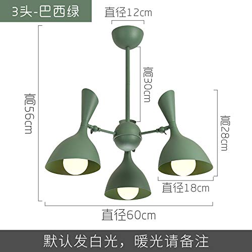 Preisvergleich Produktbild Einfache moderne Leuchterschmiedeeisenschlafzimmerlampen des nordischen Restaurants drei grünes warmes Licht