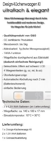 G&G 5kg/1g KI Küchenwaage AAA Batterien Briefwaage Feinwaage – Nur 17mm hoch(Schwarz) - 5