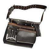 Professioneller Werkzeuggürtel aus Leder mit 5 Fächern - schwere Qualität