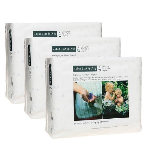 Naty by Nature Babycare Nappies Size 6 (16+ kg or 35+ lbs) - 4 x Pack of 18 (72 Nappies)