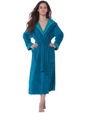 Bademantel mit Kapuze für Damen, Größe L, Farbe petrol, Größen XS bis XL verfügbar, kuschelige Außenseite, gut...