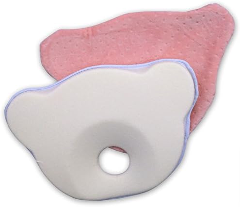 Lexikind Baby Pillow to Prevent Flat Head Syndrome - Plagiocephaly (Bear with Pink Pillowcase)
