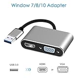 usb video grabber software 【Praktischer Einsatz für Ihren Laptop】USB zu HDMI VGA Adapter ist klein und kompakt, leicht zu tragen, ideal für jede Anwendung,es funktioniert nur auf Standard Windows 10, Windows 8, Windows 7 Betriebssystem Computern, nicht für Mac OS/Linux /Chrome OS/Windows10S/Win 10Pro oder andere!!