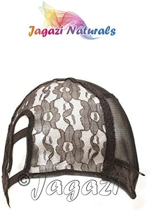 Combs attached XL Black Left U-Part Wig Cap with Adjustable Band and ear wings for a perfect fit