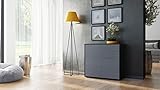 Kommode Sideboard Ben, Korpus in Schwarz matt / Fronten in Grau Hochglanz - 
