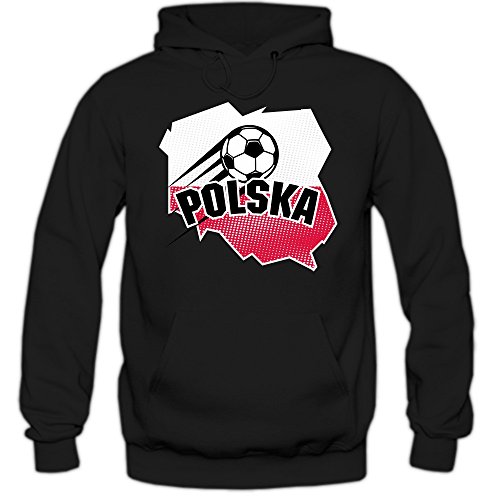 Polen EM 2016 #1 Hoody | Fußball | Bialo-Czerwoni | Herren | Trikot | Nationalmannschaft © Shirt Happenz, Farbe:Schwarz (Black F421);Größe:M