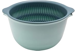 Youka Cestello di Scarico per Scolapasta da Cucina, Set di Ciotole per Scolapasta 2-in-1, Plastica PP Senza BPA Doppio Strato Staccabile per Lavare Verdure e Frutta