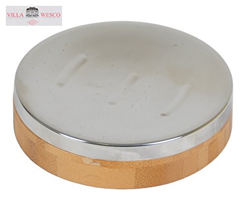 Villa Wesco Bambus Edelstahl Bad Set Seifenspender Klobürste Becher Badgarnitur - 5